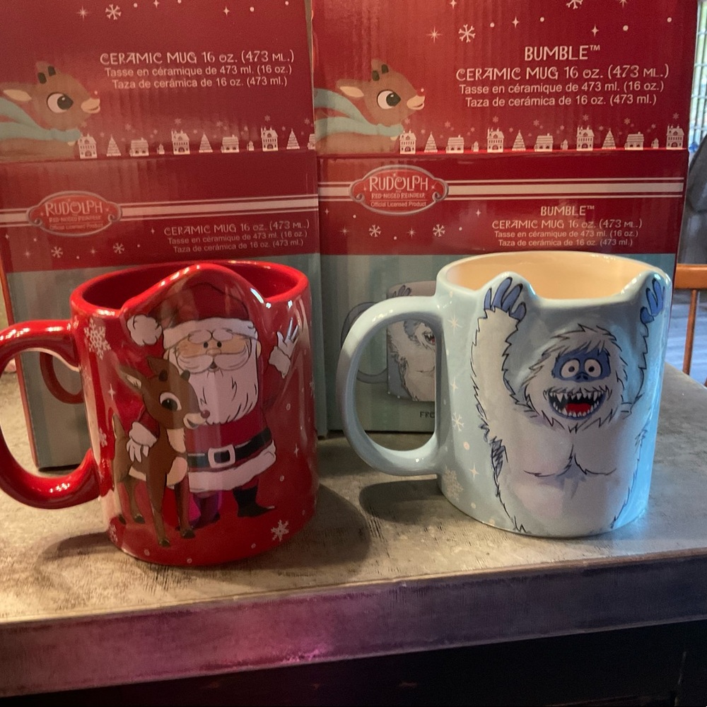 Rudolph and Santa with Bumble Mugs - Picture 1 of 6